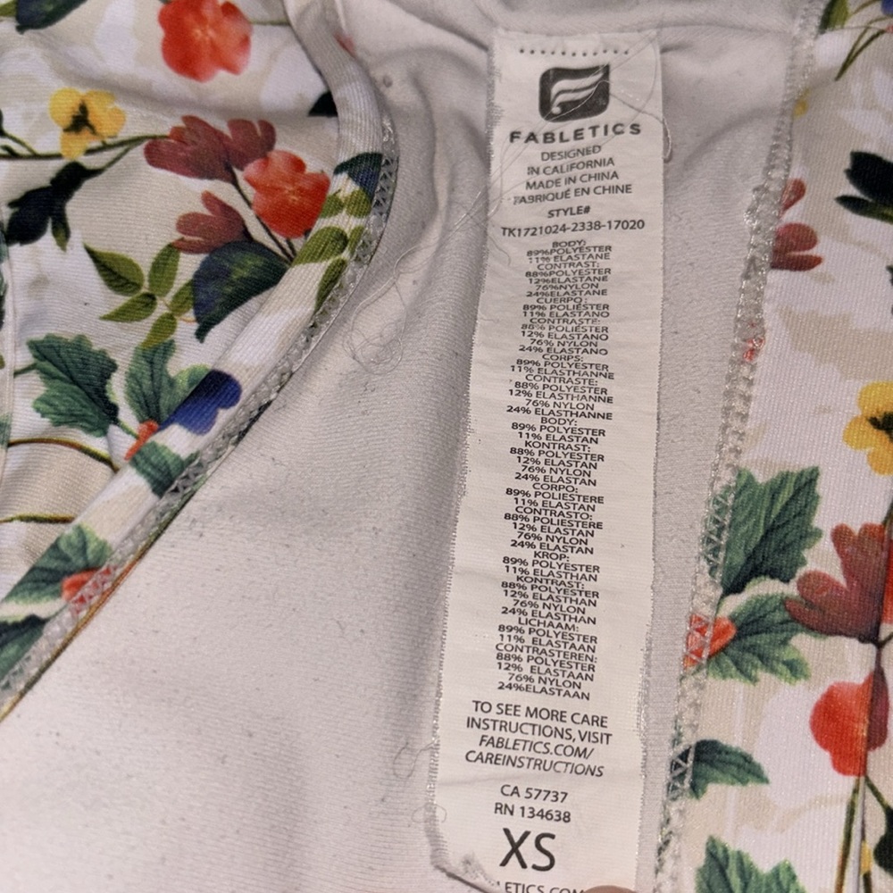 Fabletics Poppy Field Ivory XS Racerback, Seamless Sports Bra - Picture 7 of 15